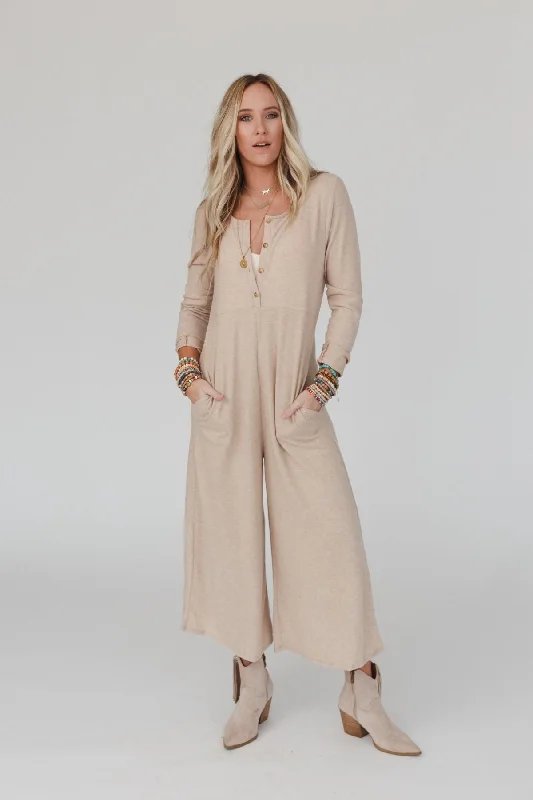 Simply Comfort Jumpsuit - Wheat Sporty Women's Athleisure 