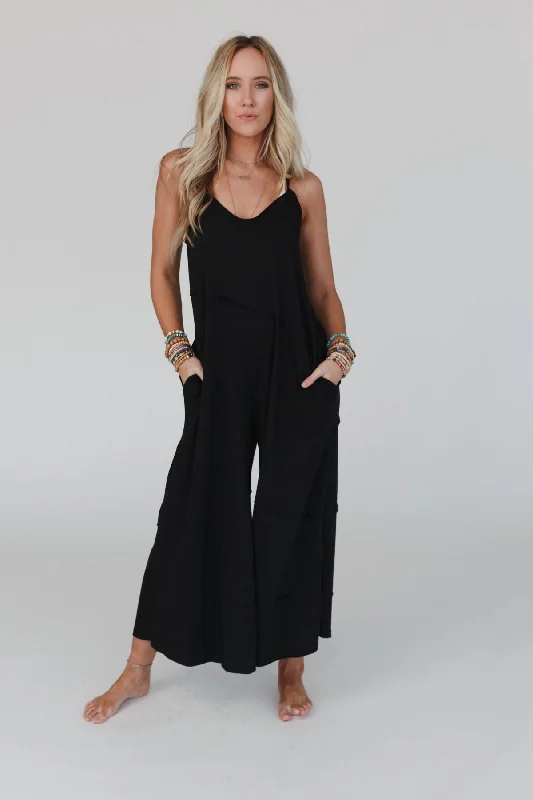 Slant My Way Jumpsuit - Black Sporty Women's Tennis