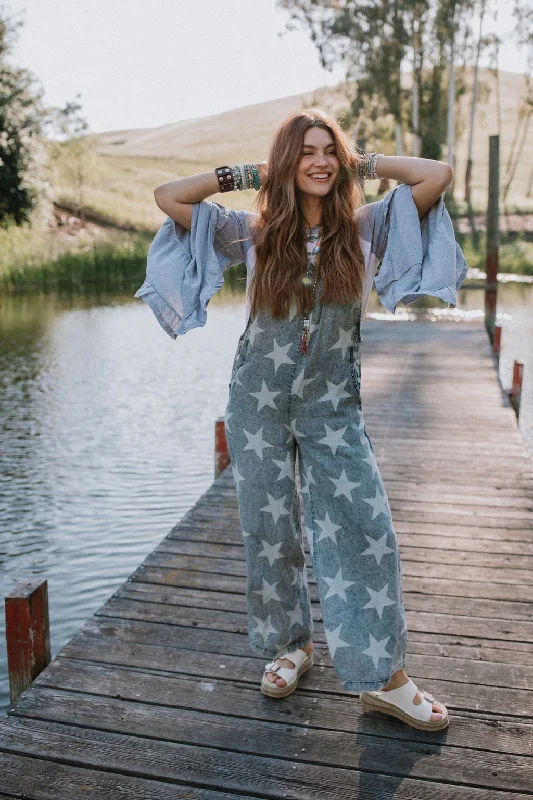 Starlight Printed Jumpsuit - Denim Sophisticated Women's Tailored