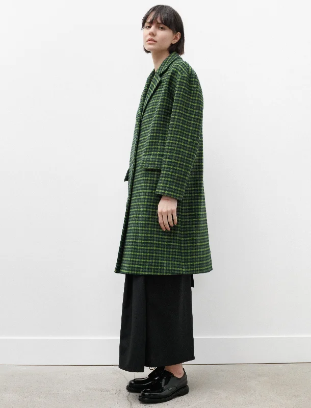 Straight Down Coat Green Plaid Edgy Women's Punk