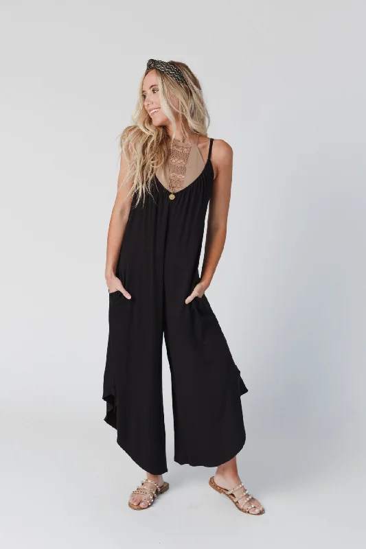 Sunny Daze Wide Leg Jumpsuit - Black Classic Women's Tweed