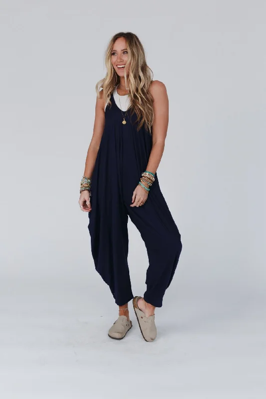 The Perfect Harem Jumpsuit - Navy Traditional Women's Wool