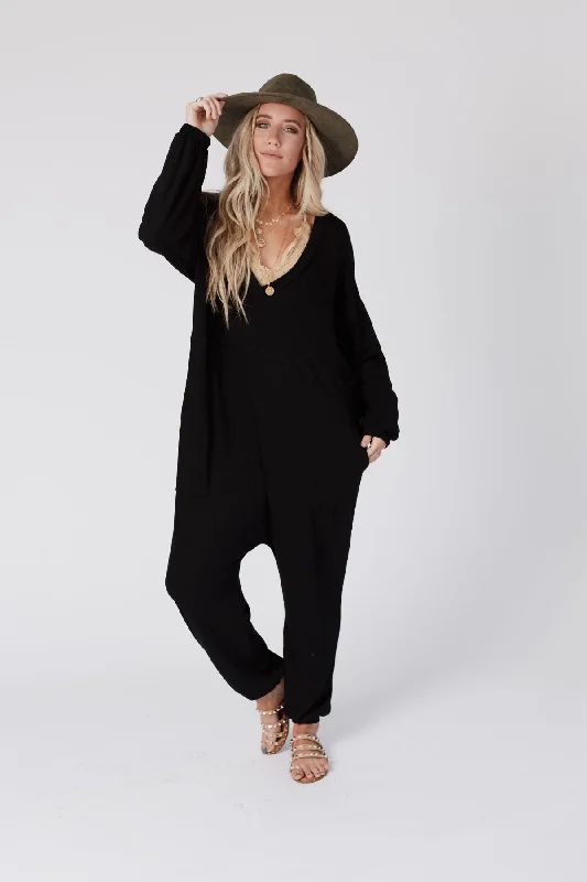 The Perfect Long Sleeve Harem Jumpsuit - Black European