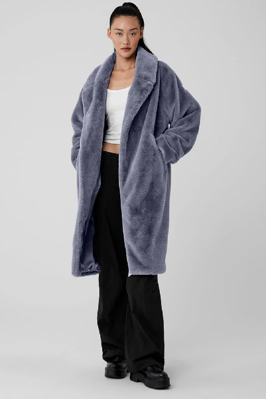 Oversized Faux Fur Trench - Fog Rugged Women's Outdoor 