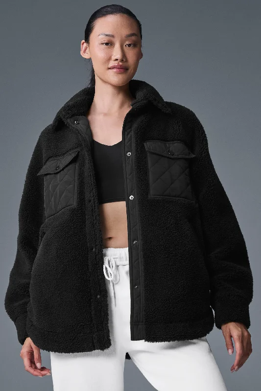 Sherpa Edge Shacket - Black Classic Women's Tweed