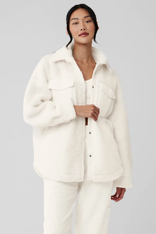 Sherpa Edge Shacket - Ivory Sustainable Organic