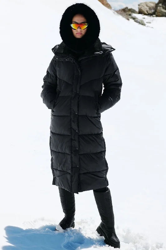 Gold Rush Puffer Trench - Black Classic Women's Pin - striped