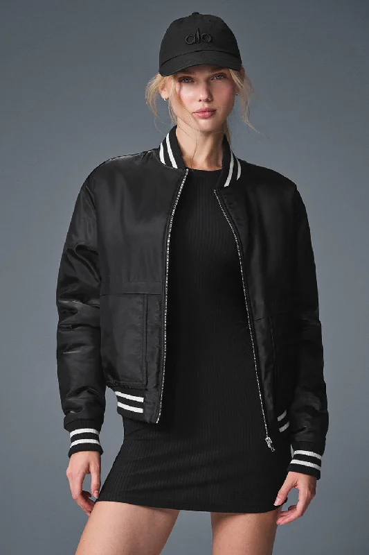 Afterglow Varsity Jacket - Black Dapper Women's 1920S