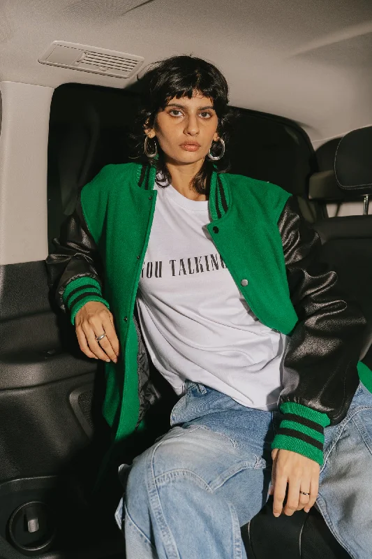 Verdant Varsity Jacket Dapper Women's 1920S