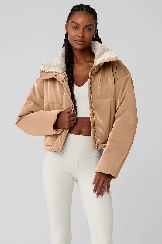 Orion Cropped Puffer - Toasted Almond Sharp Women's Italian