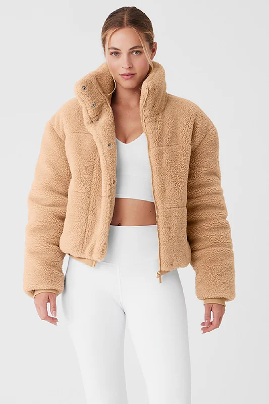 Sherpa Snow Angel Puffer - Camel Relaxed Women's Beachy