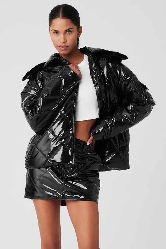 Snomoto Puffer Jacket - Black Feminine Women's Style 