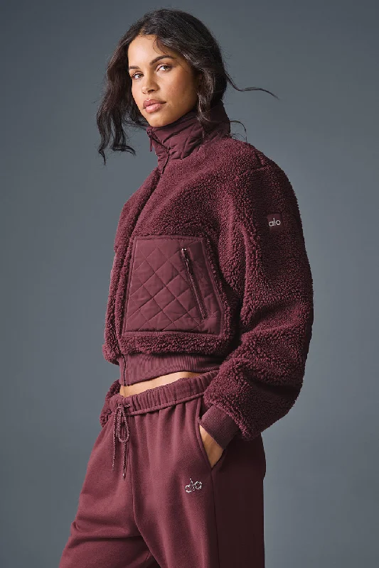 Sherpa Edge Bomber - Burgundy Truffle Dynamic Women's Moto