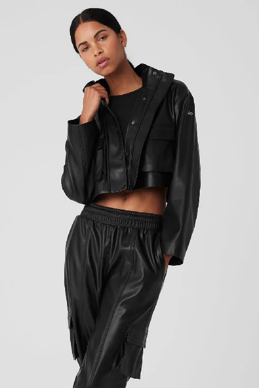 Faux Leather Power Hour Jacket - Black purpose