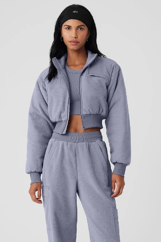 Polar Fleece Cropped Wintry Mix Jacket - Fog Practical Women's Multi - 