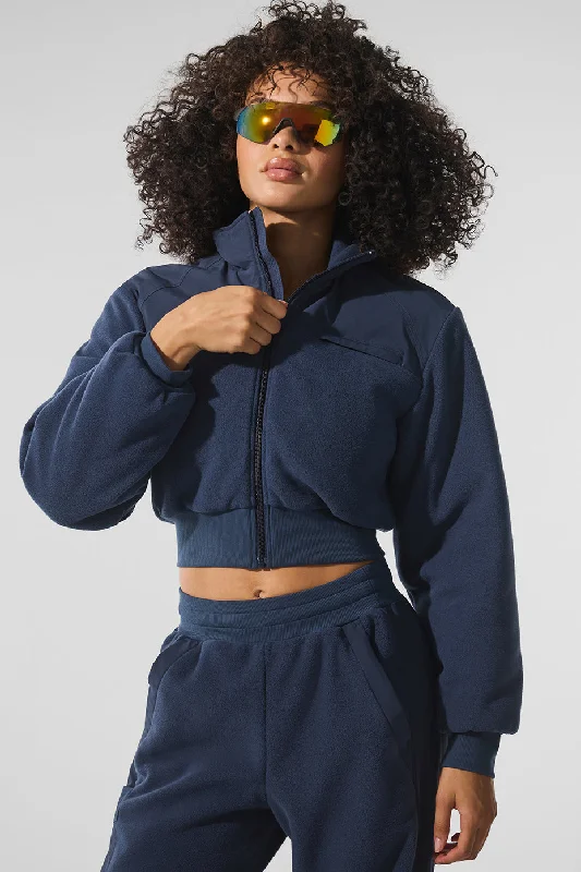 Polar Fleece Cropped Wintry Mix Jacket - Navy Tough Women's Military - inspired