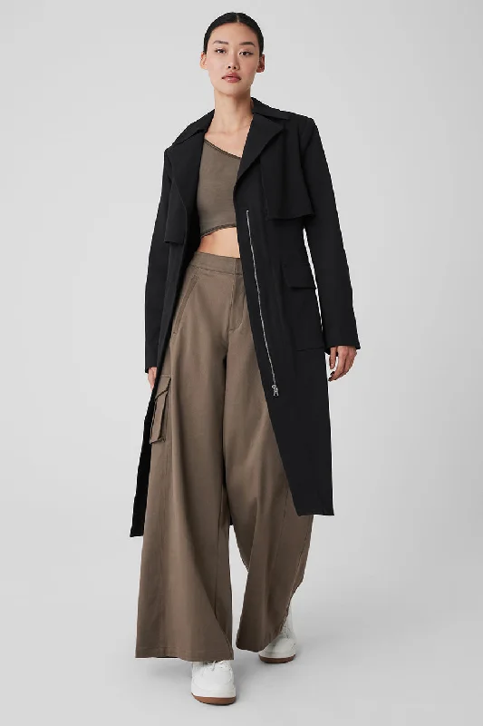Formation Trench Coat - Black Luxurious Women's High -  end