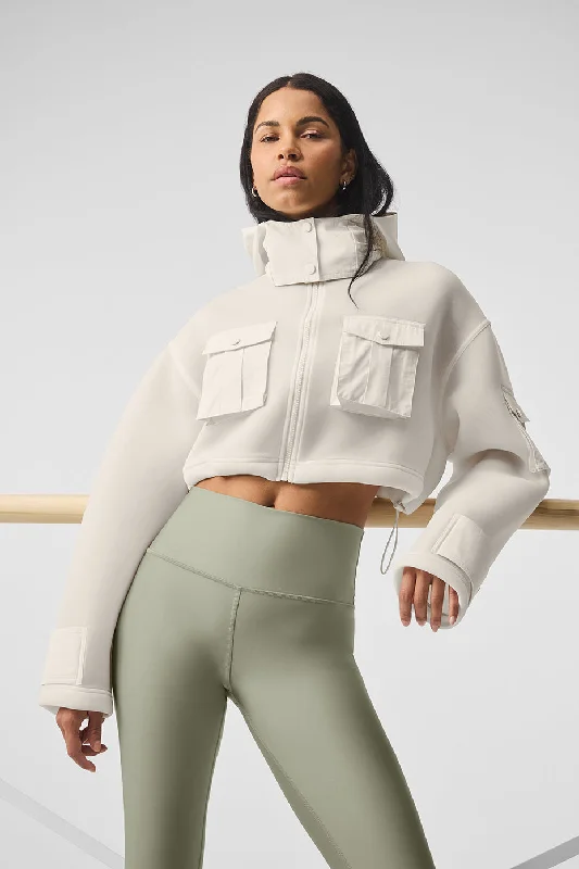 Cropped Engage Cargo Parka - Ivory Dynamic Women's Moto