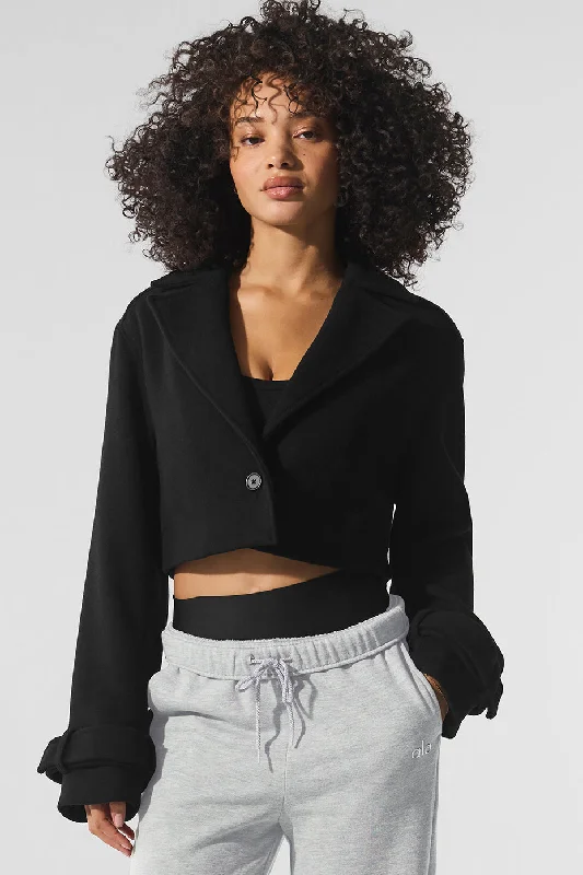 Wool Cropped Metro Trench - Black Dynamic Women's High - energy