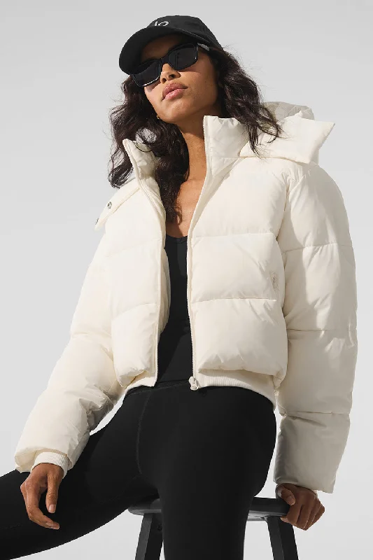 Foxy Puffer Jacket - Ivory Preppy Women's College