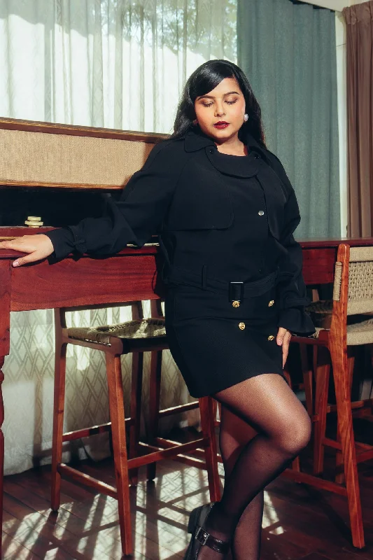 Black Cropped Blazer Jacket Modern Women's Tech
