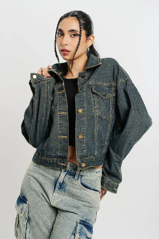 Dark Blue Denim Jacket British Gentlewoman Style