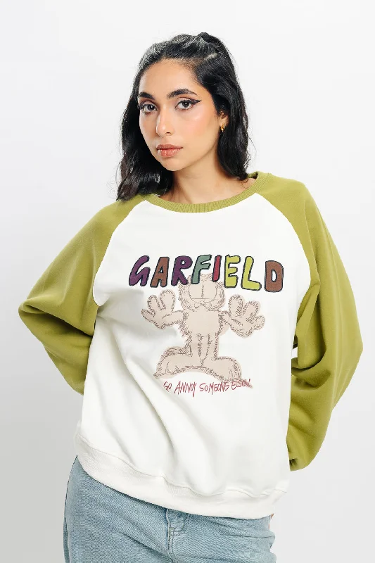 White Garfield Oversized Sweatshirt Relaxed Women's 