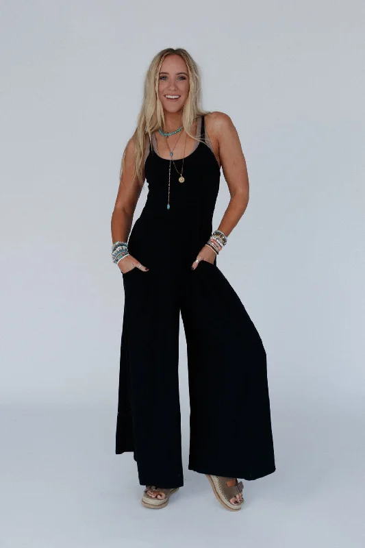 Wylder Wide Leg Jumpsuit - Black Minimalist Women's Casual