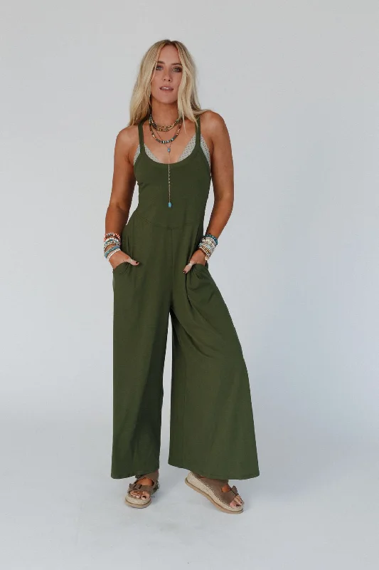 Wylder Wide Leg Jumpsuit - Olive Elegant Women's Formal 