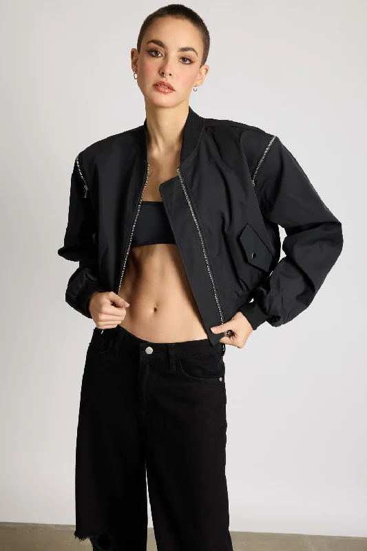 Zip With Me Black Bomber Jacket garde