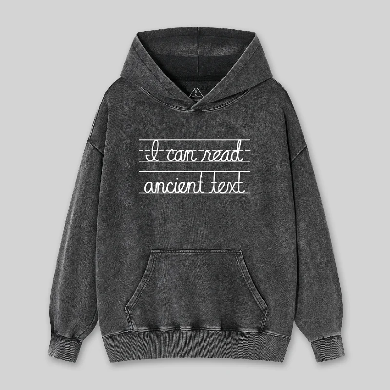 Ancient Text Washed Hoodie Scandinavian