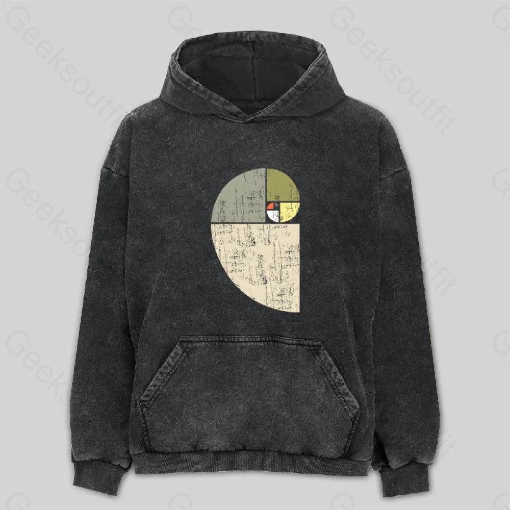 Distressed Fibonacci Spiral Washed Hoodie Dynamic Women's Moto