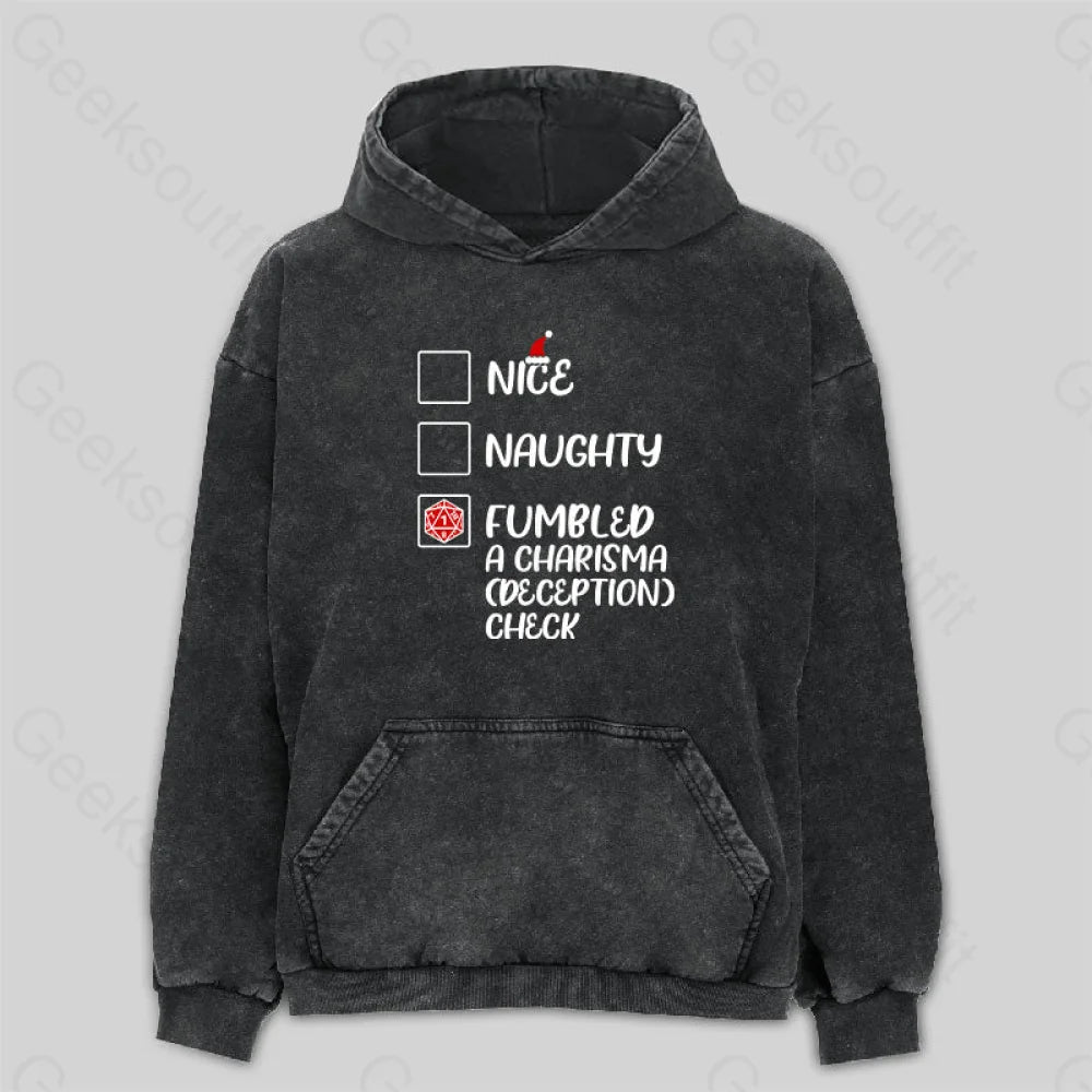 Funny Nice Naughty DnD Christmas Washed Hoodie Elegant Women's 
