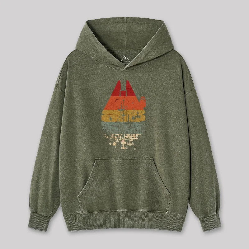 Retro Battleship Geek Washed Hoodie Cool Women's Distressed