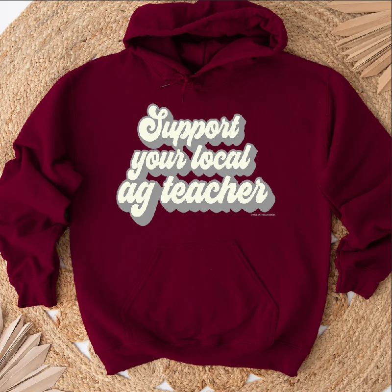 Retro Support Your Local Ag Teacher Grey Hoodie (S-3XL) Unisex - Multiple Colors! Dynamic Women's Moto