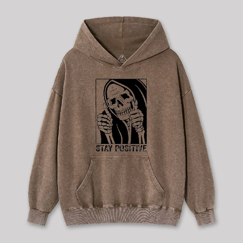 Skull Stay Positive Skeleton Washed Hoodie Dynamic Women's High - energy