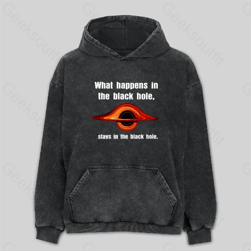 What Happens in The Black Hole Washed Hoodie Preppy Women's College